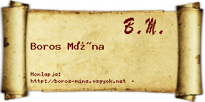Boros Mína névjegykártya